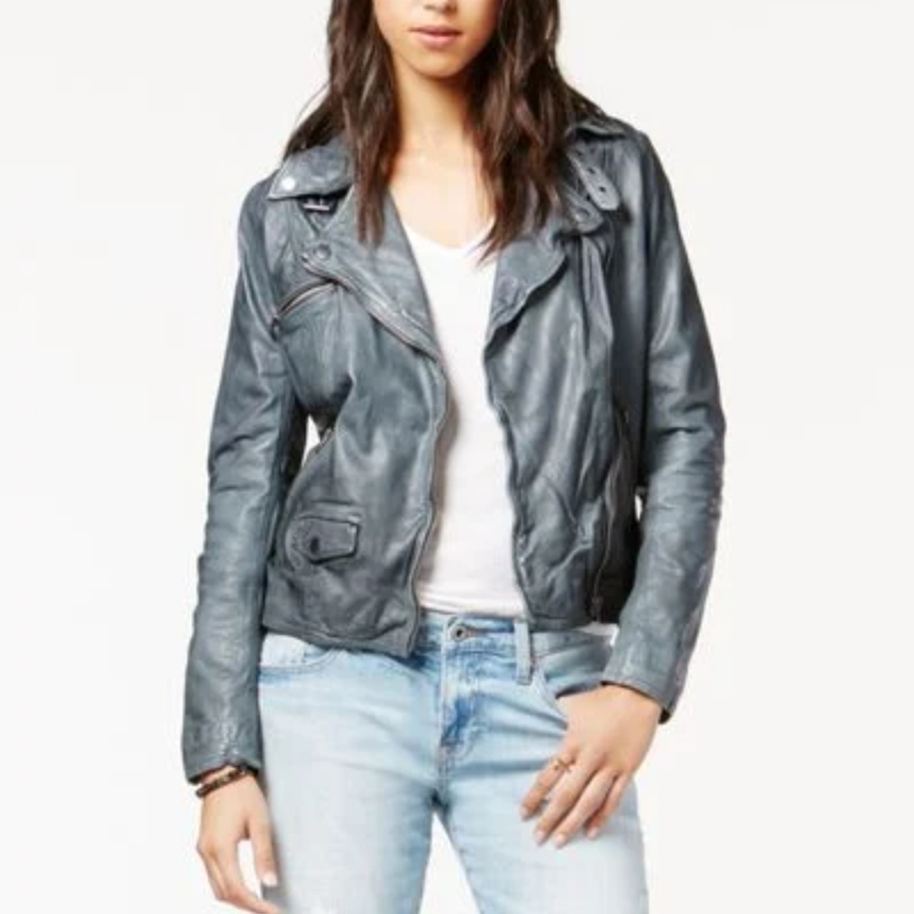 Lucky Brand tumbled lambs leather moto‎ jacket size small. Soft supple leather
